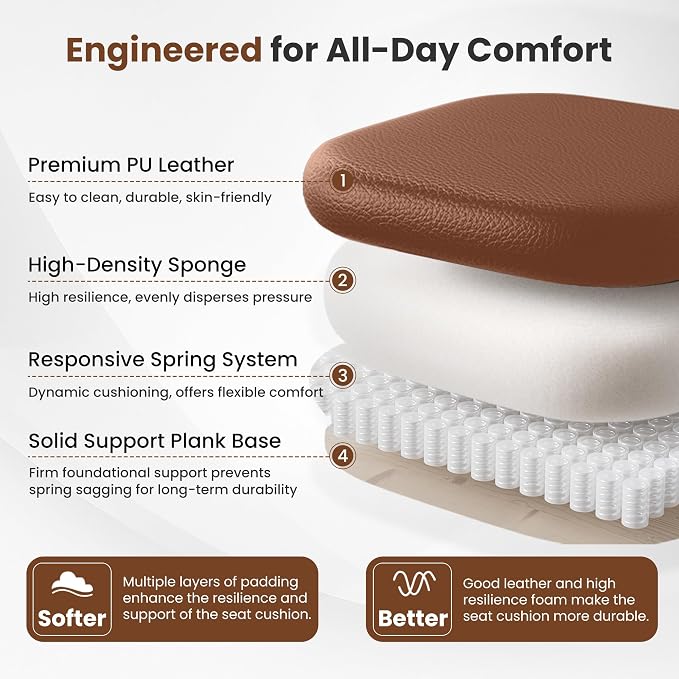 BESTFAIR Big and Tall Office Chair for Heavy People - 400 LBS Capacity Executive Chair with High Back & Footrest, Ergonomic Wide Padded Leather Seat Computer Gaming Chair, Terracotta Brown