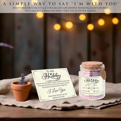 Hubby Bible Verse Jar – Father day Gifts for Husband, 92 Color-Coded Bible Verses “Read This When” | Christian gifts for men