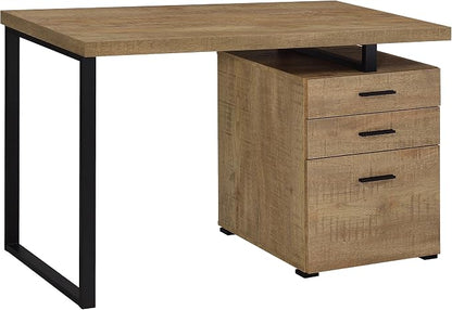Coaster Home Furnishings - Brennan - Engineered Wood - 47-Inch 3-Drawer Computer Desk with File Cabinet and Open Metal Leg - Home Office - Mango and Black - 800787
