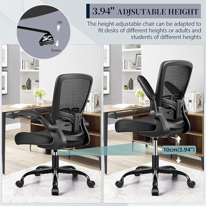 FelixKing Office Chair, Ergonomic Desk Chair with Adjustable Height and Lumbar Support Swivel Lumbar Support Desk Computer Chair with Flip up Armrests for Conference Room (Black),Pack of 2