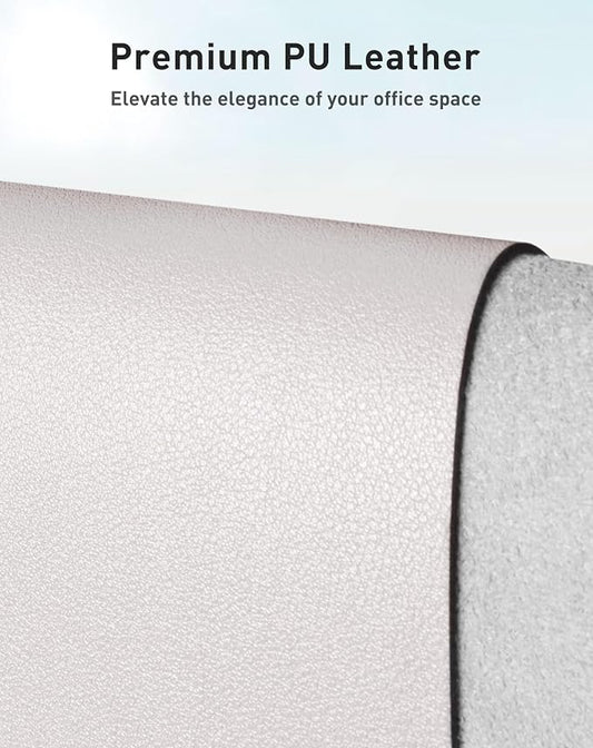 Aothia Faux Leather Desk Mat - Large Mouse Pad, Non-Slip PU Leather Blotter, Waterproof Writing Surface for Office and Home (Pale Lavender White, 42" x 17")
