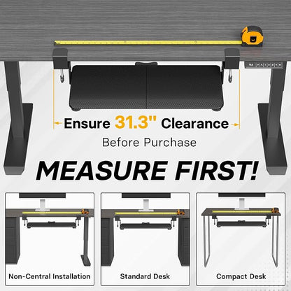 BONTEC KMT01 Under Desk Keyboard Tray, Pull-Out Keyboard & Mouse Platform with C-Clamp, 25.6 x 11.8 in Space-Saving Ergonomic Slide-Out Drawer, Black Carbon Fiber