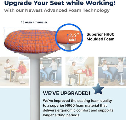 Standing Desk Stool Chair, Height Adjustable Stool 21-31 inch for Office and Classroom, Swivel seat, Anti-Slip Bottom Ergonomic Wobble Stool with Rocking Motion, Orange
