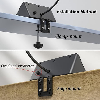 Nightstand Edge Mount Power Strip with USB-C Ports Tabletop Surge Protector Desk Clamp Power Sockets with 3 AC Outlets &4 Fast Charging USB Ports for Home Office Hotel and Dormitory (Black(2-Pack))