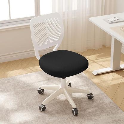JPBSTO Armless Desk Chair, Height Adjustable Swivel Office Rolling Task Chairs with Soft Mesh Padded Cushion, Ergonomic Small Study Computer Chair for Girls Boys Teens (Black White, 2PCS)