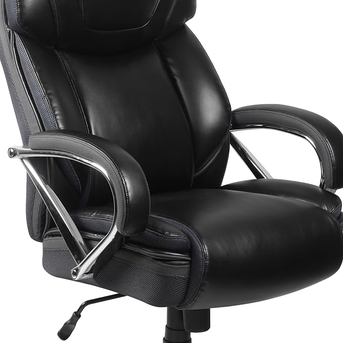 Flash Furniture HERCULES Series Big & Tall 500 lb. Rated Black LeatherSoft Executive Swivel Ergonomic Office Chair with Extra Wide Seat
