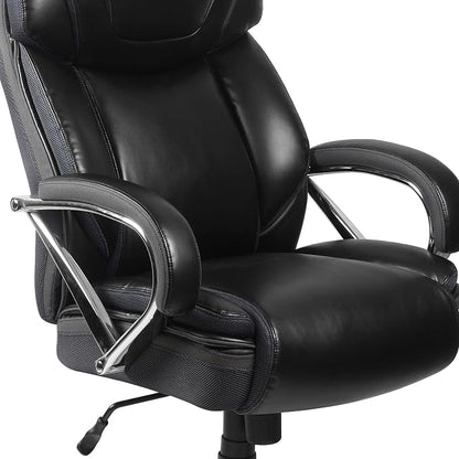 Flash Furniture HERCULES Series Big & Tall 500 lb. Rated Black LeatherSoft Executive Swivel Ergonomic Office Chair with Extra Wide Seat