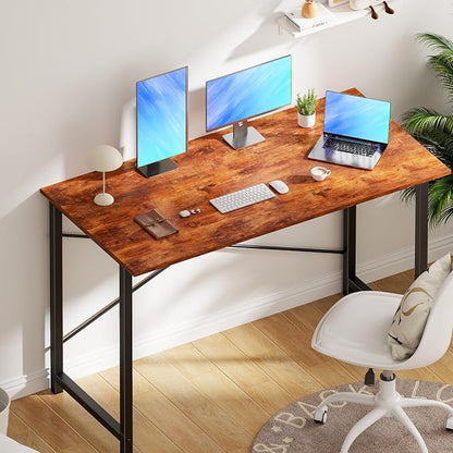 OLIXIS Computer Desk, Home Office Desk with Metal Frame, 47 Inch Gaming Writing Work for Bedroom Study Table, Sturdy Metal Frame, Durable Design with Easy Assembly, Simple Rustic Style