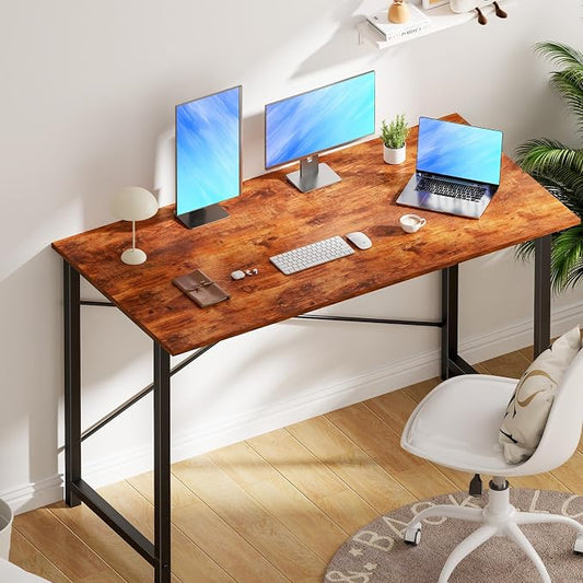 OLIXIS Computer Desk, Home Office Desk with Metal Frame, 47 Inch Gaming Writing Work for Bedroom Study Table, Sturdy Metal Frame, Durable Design with Easy Assembly, Simple Rustic Style