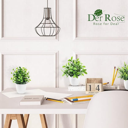 Der Rose 4 Pack Faux Plants Indoor Small Fake Plants for Bathroom Decor | Fluffy Pretty look for shelves desktops windowsills offices decor, fade-resistant and safe for pets (no soil or pollen)