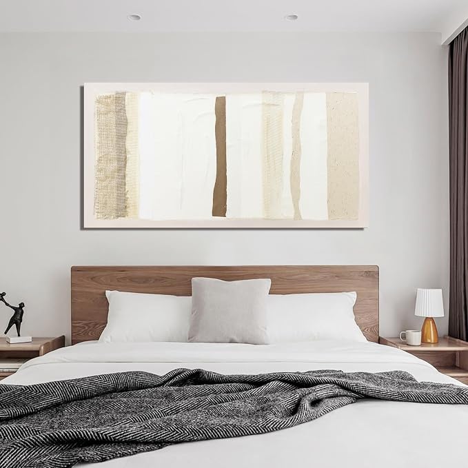 Neutral Wall Art Brown And White Wall Art Decor Artwork for Walls Large Wall Art Prints Modern Minimalist Wall Art Canvas Art Wall Decor 24"X48" for Living Room Bedroom Office Decor