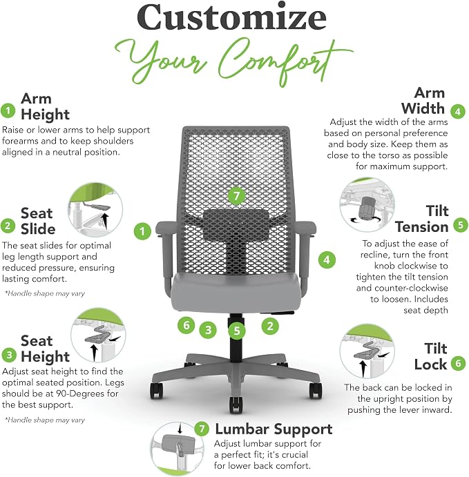 HON Ignition 2.0 ReActiv Ergonomic Office Chair, Mesh Desk Chair with Lumbar Support, Synchro‑Tilt Recline, Height and Width Adjustable Arms, Swivel Wheels, Titanium Frame, Steel