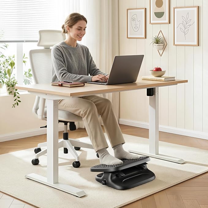 PEGZONE Under Desk Footrest, Adjustable Foot Rest with Height and Degree Angle,Ergonomic Desk Foot Rest with Massage Texture, Plastic Foot and Leg Rest for Home & Office