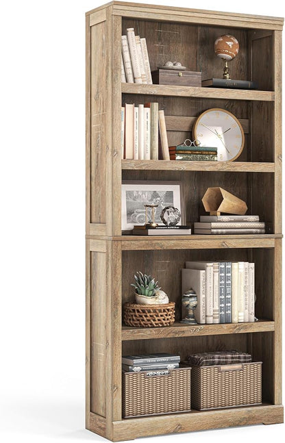 LINSY HOME 5-Shelf Bookcase, Bookshelves Floor Standing Storage Shelves 68 in Tall Bookcase Home Decor Furniture for Home Office, Living Room, Bed Room - Light Brown