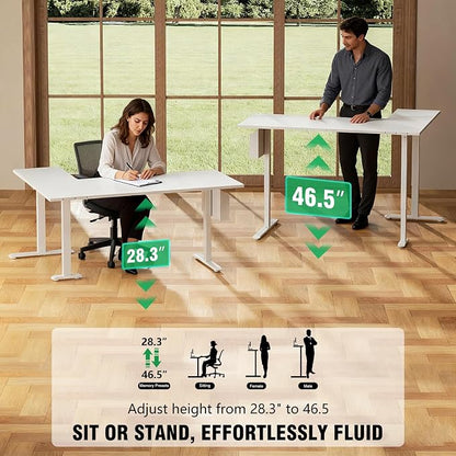 Korfile L Shaped Electric Standing Desk,63 Inch Adjustable Height Sit to Stand Corner Desk with Memory Presets, Reversible Computer Table for Home Office, Work and Study, White