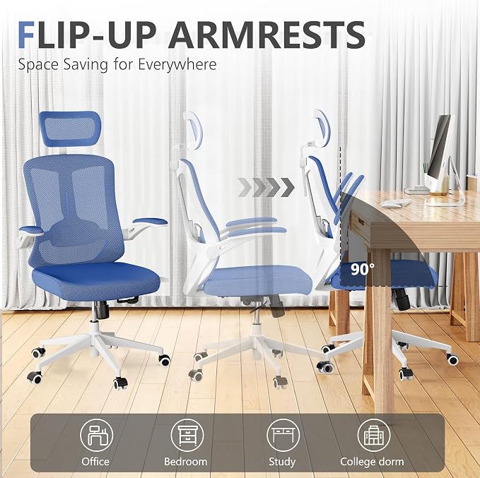 balmstar Ergonomic Office Chair Desk Chair - Mesh Computer Chair with 360° Swivel Wheels, Adjustable 90-130° Recline & Lumbar Support for Home Office, Supports up to 350lbs for Women, Teens