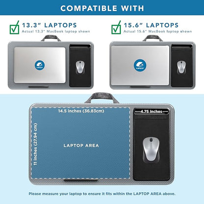 LAPGEAR Home Office Lap Desk with Device Ledge, Mouse Pad, and Phone Holder - Silver Carbon - Fits up to 15.6 Inch Laptops - Style No. 91585