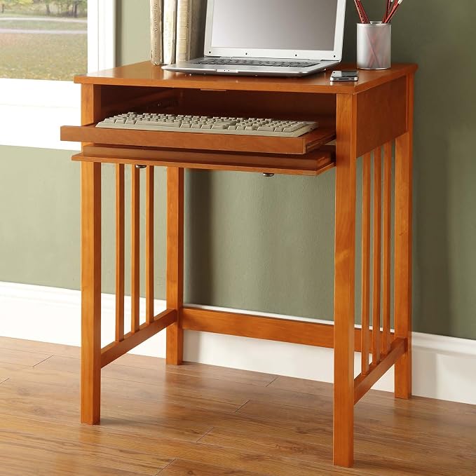 Convenience Concepts Designs2Go Mission Desk 26" - Contemporary Modern Office, Den Desk with Keyboard Drawer, Modern Vanity, Hall Table, Oak