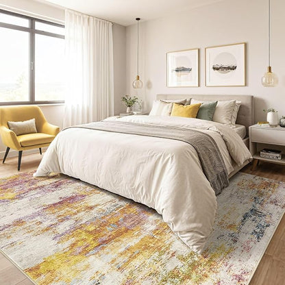 Large Area Rugs 12x15: Washable Abstract Modern Soft Rug Stain Resistant Indoor Floor Non Slip Accent Carpet for Living Room Bedroom Nursery Playroom Dining Room Office Dorm Home House- Colorful