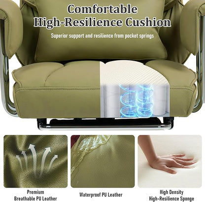 DYHOME 500 lbs Reclining Massage Office Chair with Foot Rest, Kneading Massage Home Office Chairs, High Back Office Desk Chair, Thicker Cushion, Big and Tall Ergonomic Chair for Heavy People, Green