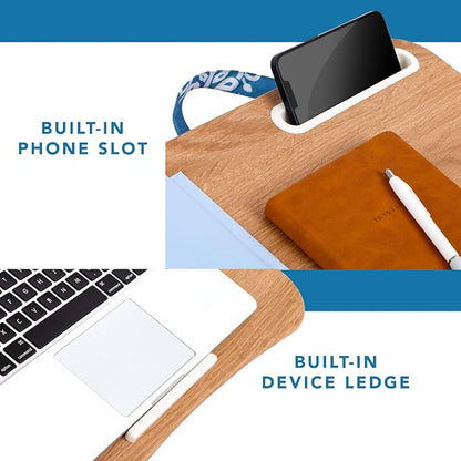 LAPGEAR Designer Lap Desk with Phone Holder and Device Ledge - Floral Block Print - Fits up to 15.6 Inch Laptops - Style No. 45414
