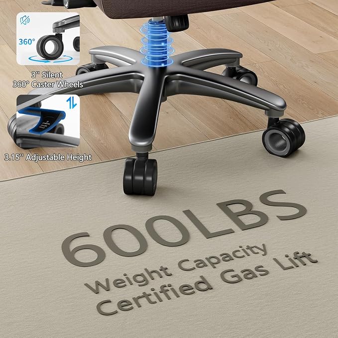 Big and Tall Office Chair with 5D Arms, Fabric & PU Leather Heavy Duty Desk Chair, Adjustable Lumbar Support & Height, Tilt Function, High Back Ergonomic Executive Computer Chair