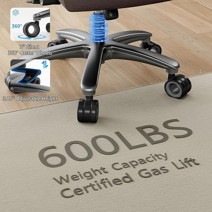 Big and Tall Office Chair with 5D Arms, Fabric & PU Leather Heavy Duty Desk Chair, Adjustable Lumbar Support & Height, Tilt Function, High Back Ergonomic Executive Computer Chair