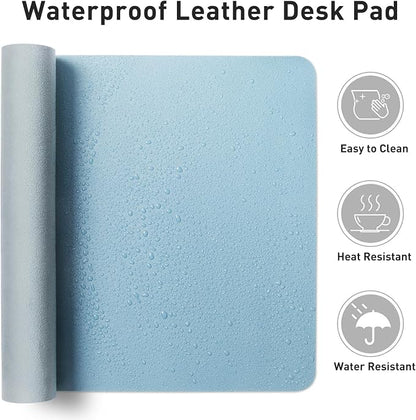 Aothia Faux Leather Desk Mat for Keyboard & Mouse (Sky Blue, 48" x 17") | Creates One Clean Surface For Your Keyboard, Mouse And Laptop, Helping Keep Your Workspace Organized Every Day