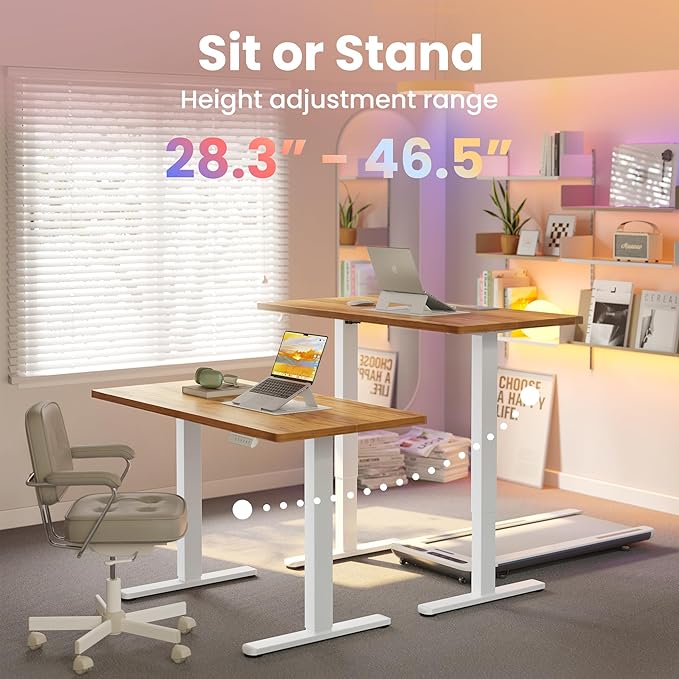 HUANUO Electric Standing Desk,40" x 24" Height Adjustable Desk, 4 Memory Height Settings, Sit to Stand Up Desk for Home Office, with Headphone Hook, Cable Manager, Light Vintage Brown