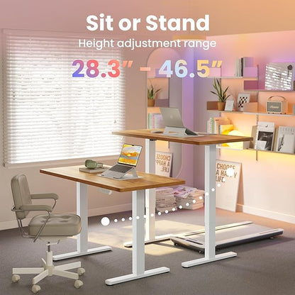 HUANUO Electric Standing Desk,40" x 24" Height Adjustable Desk, 4 Memory Height Settings, Sit to Stand Up Desk for Home Office, with Headphone Hook, Cable Manager, Light Vintage Brown