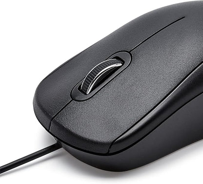 Amazon Basics 3-Button USB Wired Mouse with Precision Scroll Wheel, 1000 DPI, Ergonomic Grip, Plug and Play, 6-foot Cable, Black
