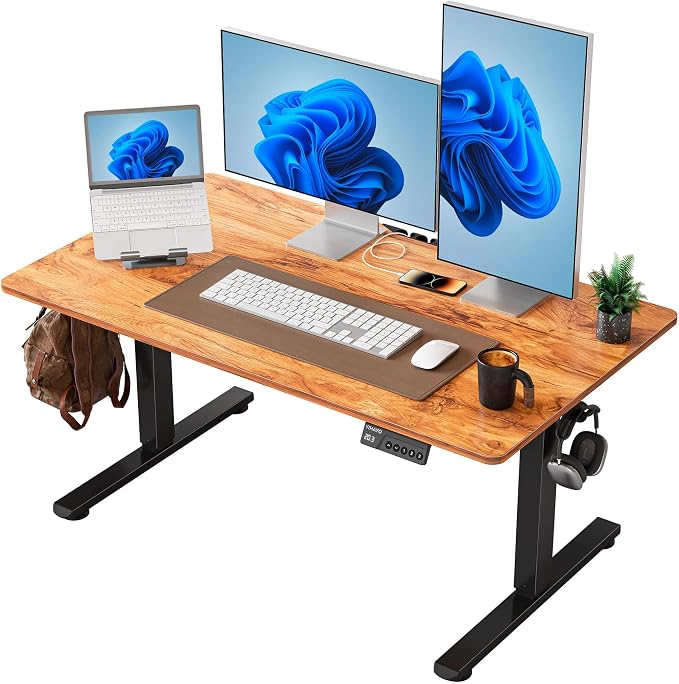 YIHAYO One-Piece Low Height Adjustable Desk, Lifts 18.1-28.3 Inches, Electric Standing Desk for Short People, 40 x 24 Inches Computer Table with Splice Board for Home Office, Rustic Brown