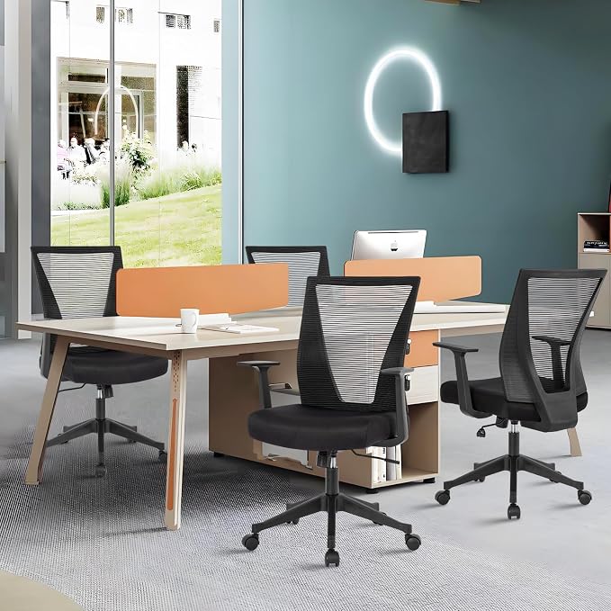 CLATINA Home Office Chair Ergonomic Desk Chair Mesh Computer Chairs with Armrests Executive Rolling Wheels Swivel Heavy Duty Chairs Office, Home, Black 2 Pack