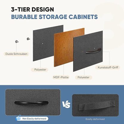 DUMOS Dresser for Bedroom, Dressers & Chests of Drawers Dresser Organizer, Wood Top Table Furniture with 9 Fabric Storage Tower Unit, Chest of Drawers for Closet, Living Room, Hallway, Porch