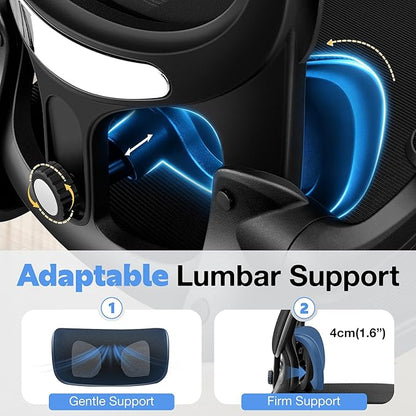 ALLGOD Ergonomic Office Chair, Breathable Mesh Ergonomic Desk Chair with Adjustable Lumbar Support, Flip-up Armrests, Computer Chairs Comfortable for Home, Office, Work, 300lbs, Black, Upgrade