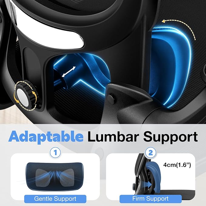 ALLGOD Ergonomic Office Chair, Breathable Mesh Ergonomic Desk Chair with Adjustable Lumbar Support, Flip-up Armrests, Computer Chairs Comfortable for Home, Office, Work, 300lbs, Black (4Pack)