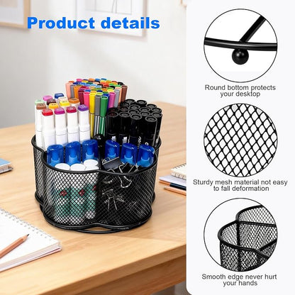 Pen Holder for Desk,360-Degree Rotating Pencil Organizer | Art Supplies/Marker /Desk Organizer,Mesh Rotating Pencil Holders & Pen Holders,for Office Home School