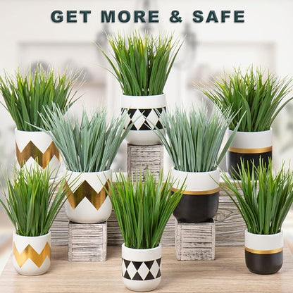 Hollyone Artificial Plants Small Faux Plant Decor 3Pcs Fake Potted Plant Faux Plants in Pots Fake Grass Pot for Home Table Office Desk Room Bathroom House Indoor Decorative Gifts