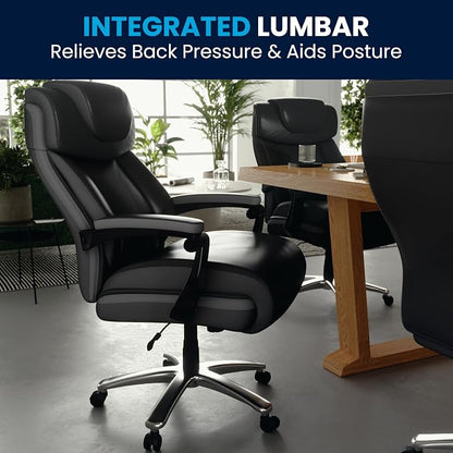 Flash Furniture Hercules Series High-Back Swivel LeatherSoft Office Chair, Ergonomic Executive Chair with Headrest and Adjustable Height, Black