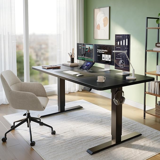 CubiCubi 55 x 24 Standing Desk, Height Adjustable Electric Computer Desk, Sit Stand up Home Office Workstations, Black