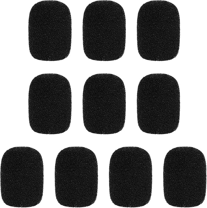 10 Pack Mini Size Lapel Headset Microphone Windscreen Foam Cover, High Density Mic Headset Cover Mini Size Foam Microphone Windscreen for Headset Lavalier Microphones Noise Reduction(Black)