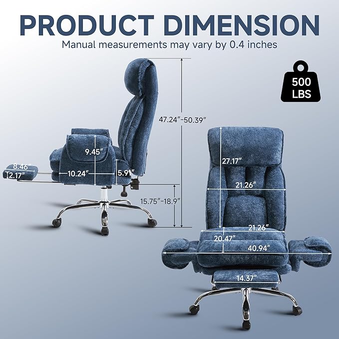 Criss Cross Office Chair, Cloud Desk Computer Chair with 5-Position Adjustable Armrests & Headrest for Pets & Cross Legged Sitting, Executive Gaming Chair with Foot Rest, Reclining Desk Chair Blue