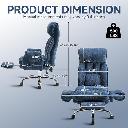 Criss Cross Office Chair, Cloud Desk Computer Chair with 5-Position Adjustable Armrests & Headrest for Pets & Cross Legged Sitting, Executive Gaming Chair with Foot Rest, Reclining Desk Chair Blue