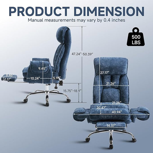 Criss Cross Office Chair, Cloud Desk Computer Chair with 5-Position Adjustable Armrests & Headrest for Pets & Cross Legged Sitting, Executive Gaming Chair with Foot Rest, Reclining Desk Chair Blue