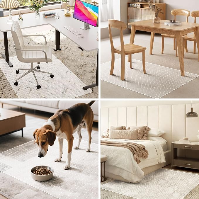 Office Chair Mat, 46" x 60" Transparent Desk Chair Mat for Low Pile Carpeted Floor, Easy Glide Carpet Floor Protector Mat for Home and Office