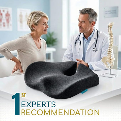 SitCushion X Large Office Chair Cushion for Sciatica Pain Relief, Memory Foam Seat Cushion for Car Seat Pad, Orthopedic Pillow. Computer Chair Cushion for Tailbone Pain Relief All Day Comfort (Gray)