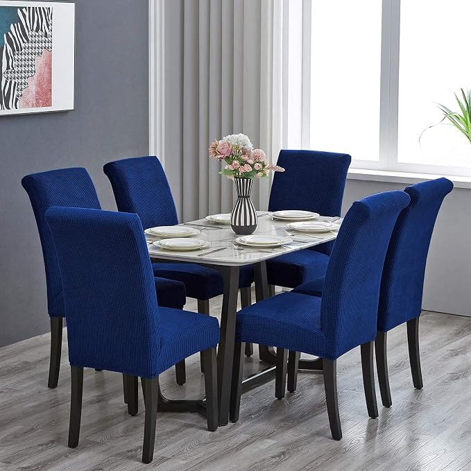 Stretch Chair Covers for Dining Room Set of 4, Removable Washable Dining Room Chair Covers, Dining Chair Slipcovers Seat Protector, Great for Home Decor and Banquet (Classic Blue, 4 Pack)