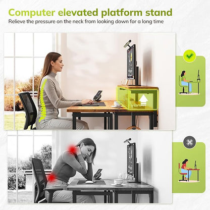 Folding Table with RGB Light for Small Space, 31.5" Folding Computer Desk for Space Saving Sofa Table for Couch, Home Work Office Desk with Monitor Stand, Easy to Fold with Hooks,Rustic Brown