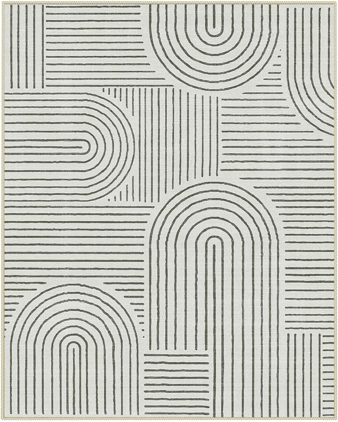 Lahome Abstract 8x10 Area Rugs for Living Room Bedroom, SoftWashable Rugs 8x10, Ultra-Thin Non-Slip Modern Dining Room Rug Non-Shedding Accent Carpet for Office Darrell (8x10ft,Black)