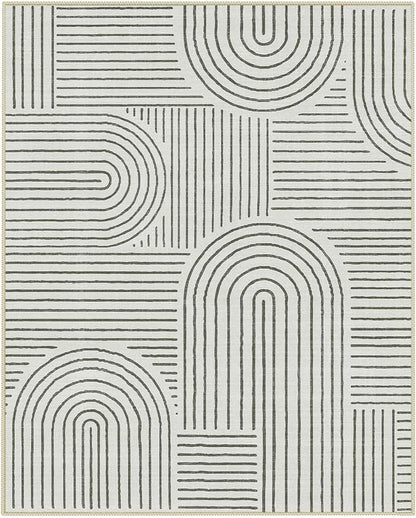 Lahome Abstract 8x10 Area Rugs for Living Room Bedroom, SoftWashable Rugs 8x10, Ultra-Thin Non-Slip Modern Dining Room Rug Non-Shedding Accent Carpet for Office Darrell (8x10ft,Black)